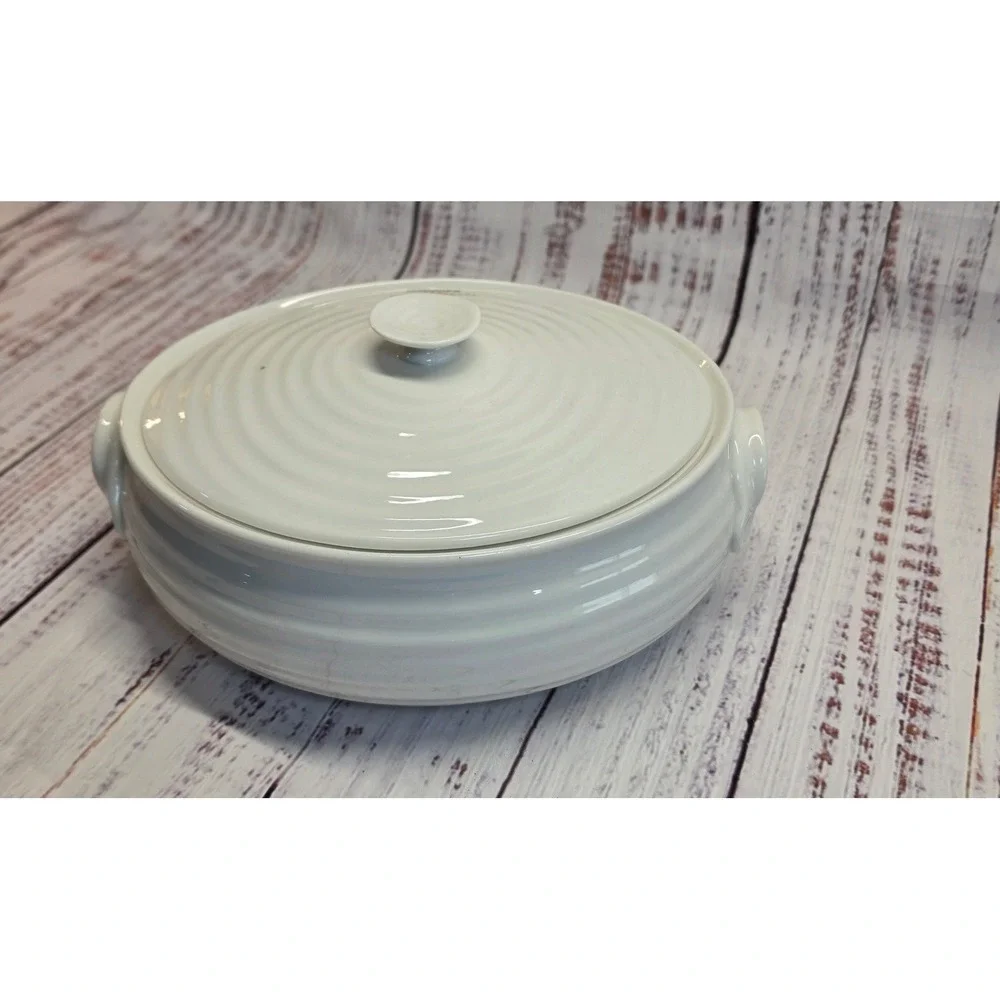 Sophie Conran Portmeirion Casserole Dish 8.5in White Excellent Rippled